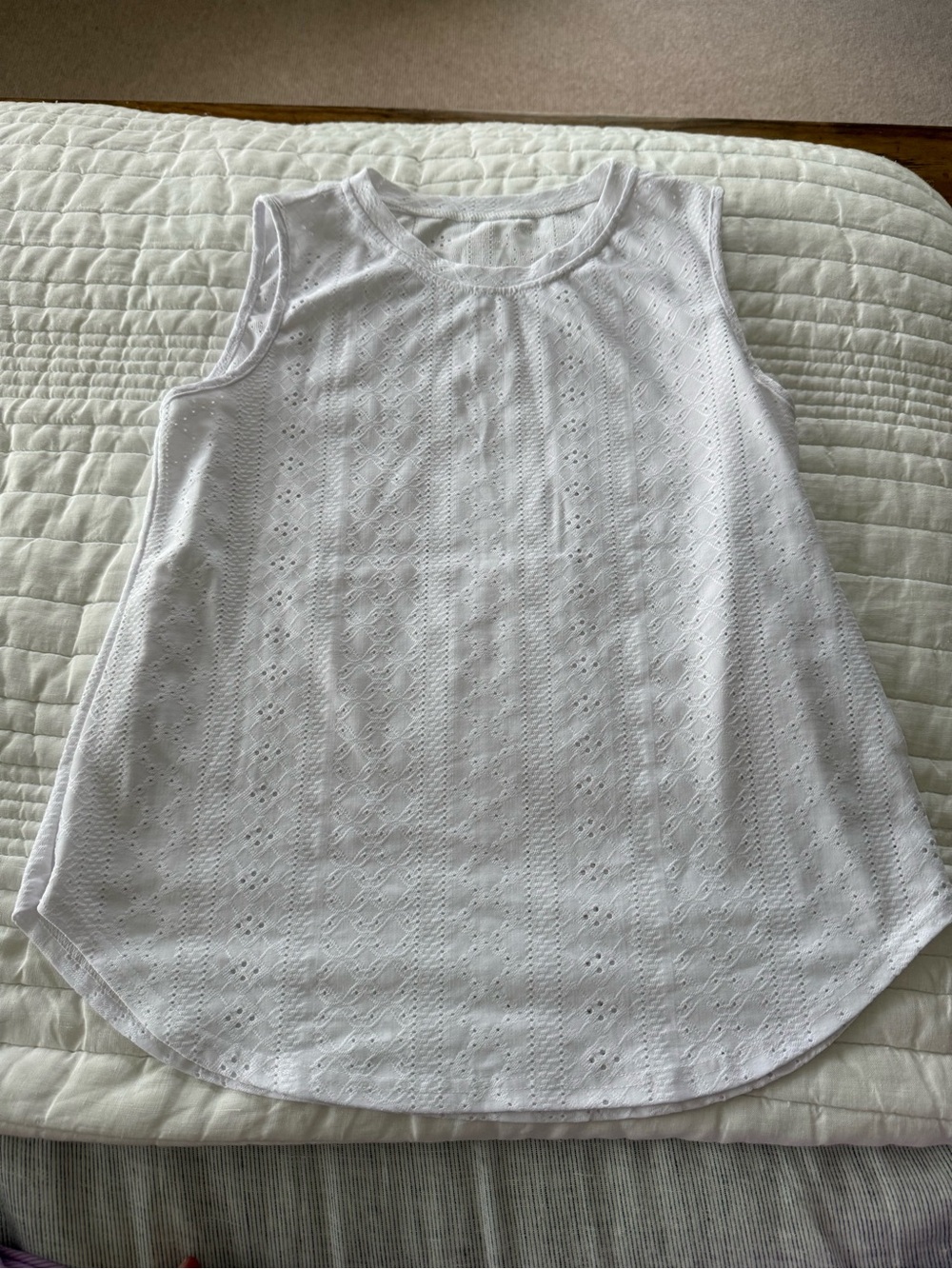 White Eyelet Sleeveless Tank Top - Women